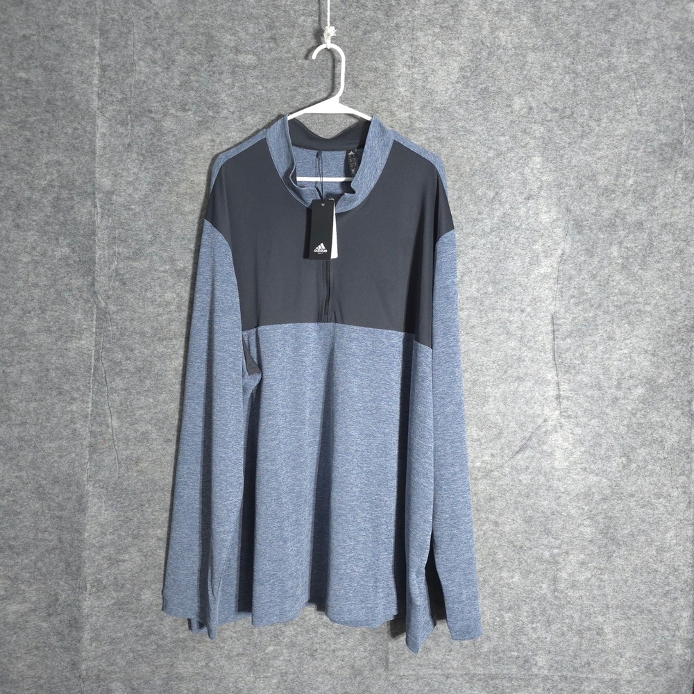 Adidas‎ Golf Quarter Zip Sweatshirt Mens 4XL Blue Navy UPF Pullover A280 Heather